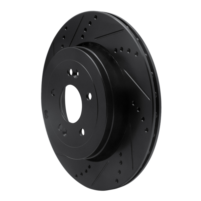 Hyundai Genesis Coupe Brake Rotor (1) - Rear Left - R1 Concepts - Drilled & Slotted - Black - `10-`16